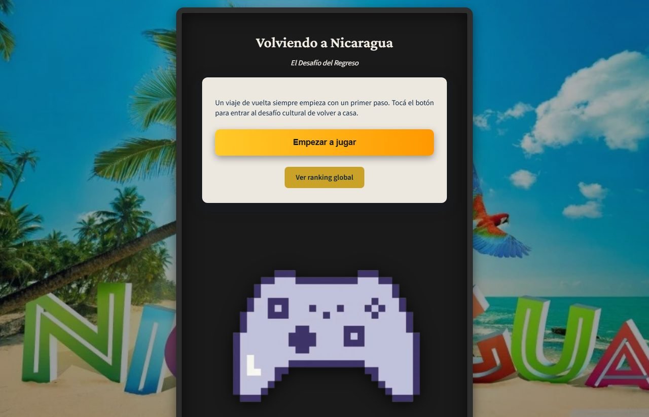 Pantalla de inicio de Código Pinol, Volviendo a Nicaragua.