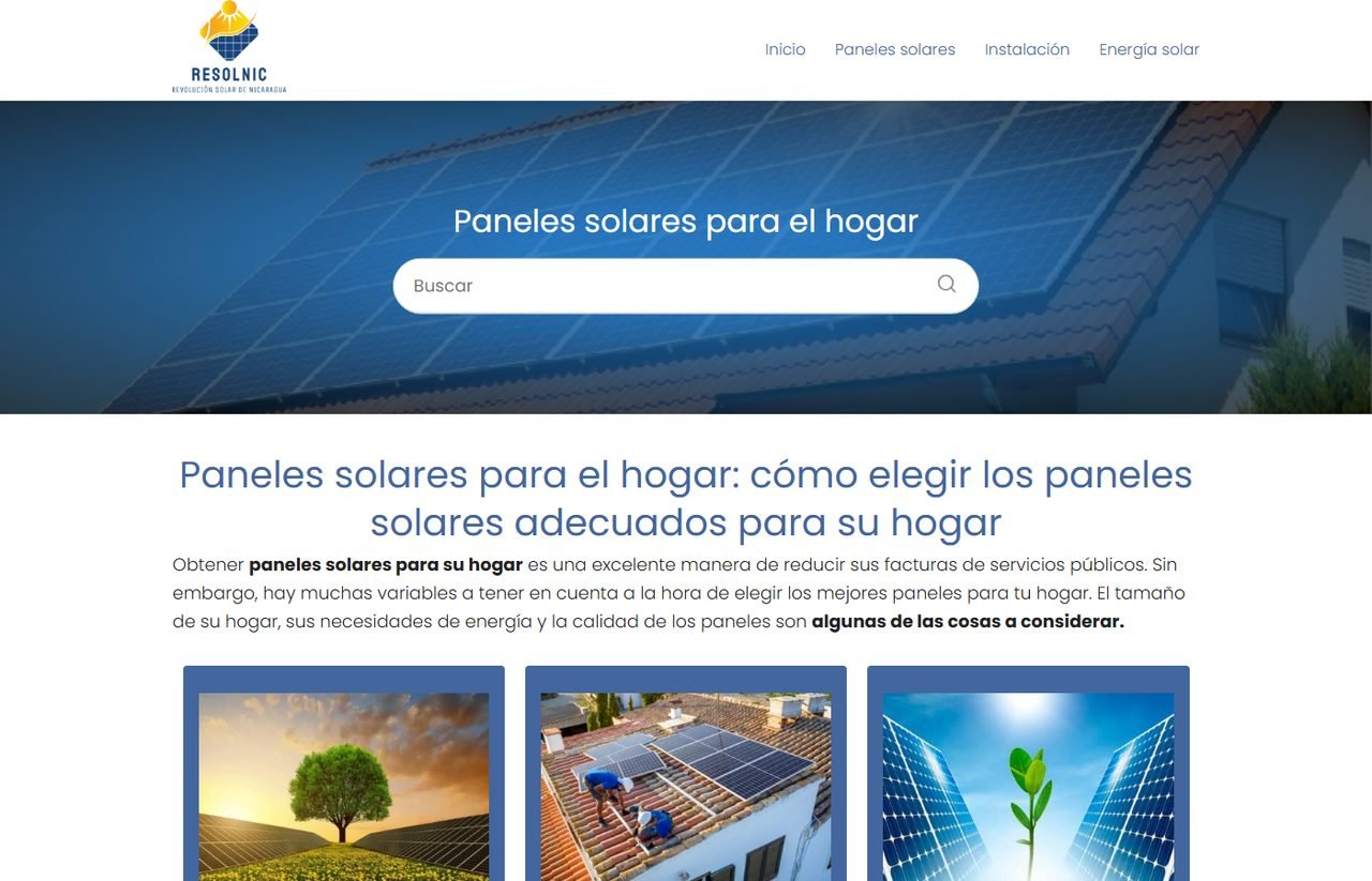 Portada de Resolnic, paneles solares para el hogar.