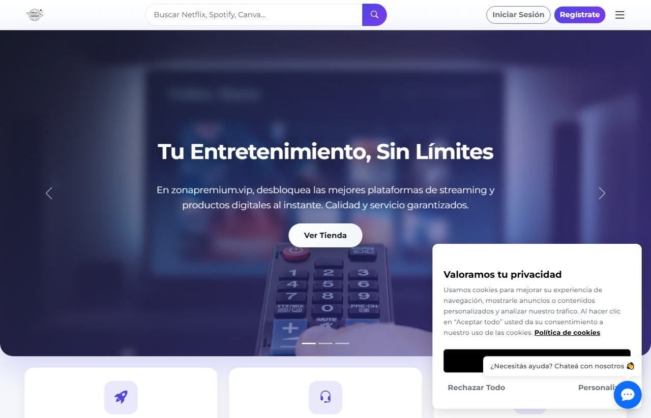 Portada de Zona Premium, tienda de entretenimiento digital.